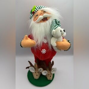 Annalee Jolly Santa wearing reindeer slippers. 2007